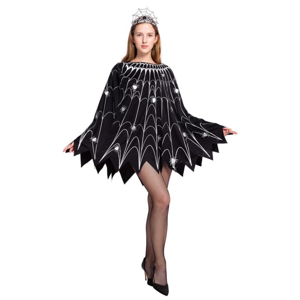 Spooktacular Women's Spider Web Poncho Costume Size XL